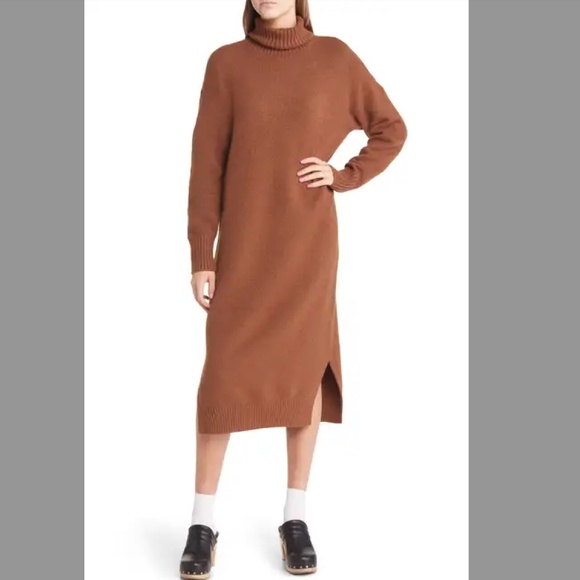TREASURE & BOND Brown turtleneck sweater midi dress size  NWT! - Picture 3 of 6